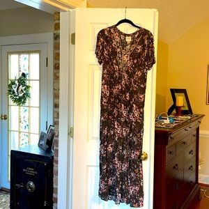 Boho gray floral dress